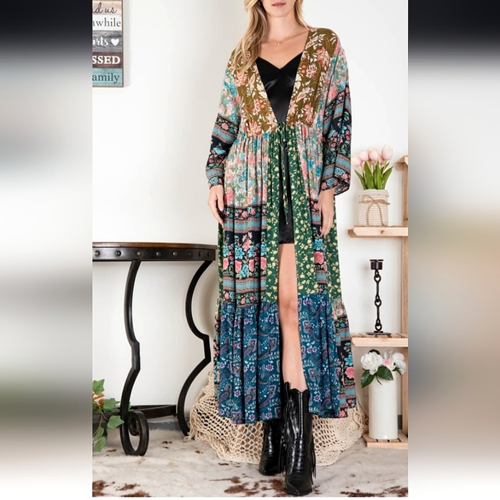 👜Floral Patchwork Boho Maxi Duster Maxi Top/Dress By Bluevelvet